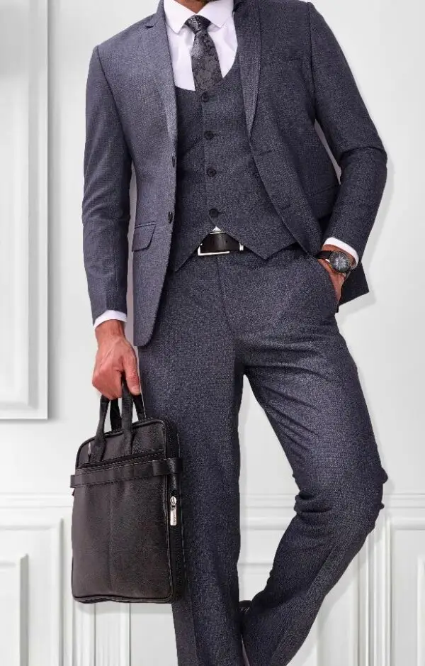 Classic Grey Three-Piece Suit for Men